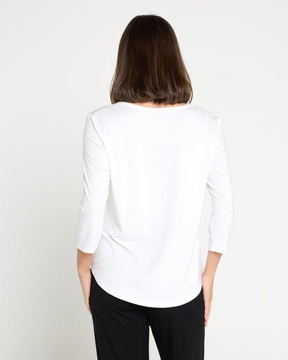 Alpine Bamboo 3/4 Sleeve Top - White