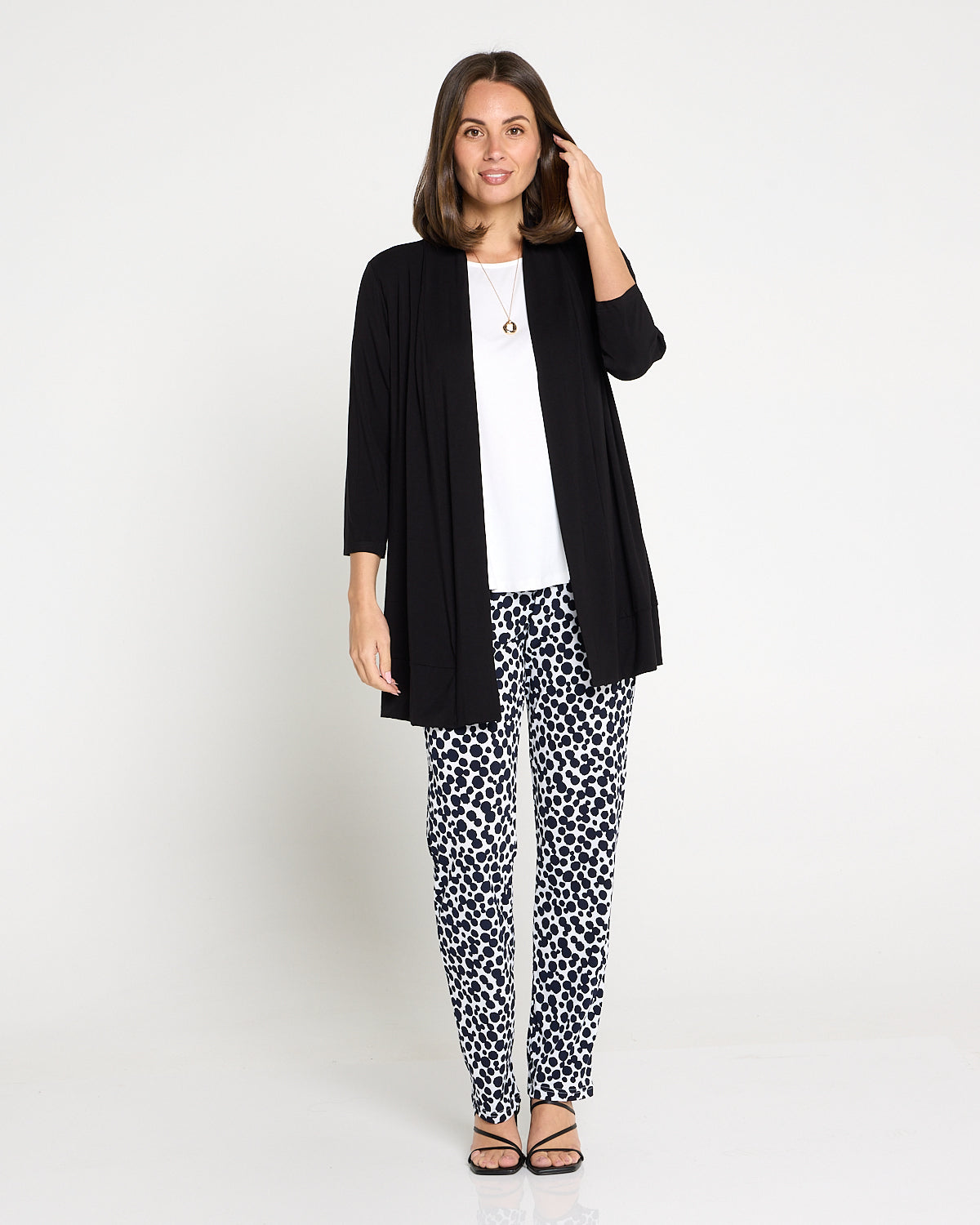 Gianna Printed Pants - White/French Navy Spot