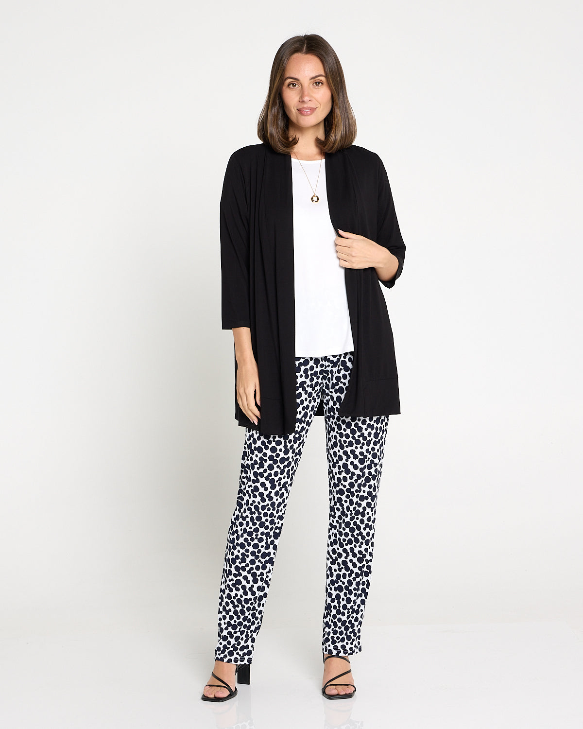Gianna Printed Pants - White/French Navy Spot