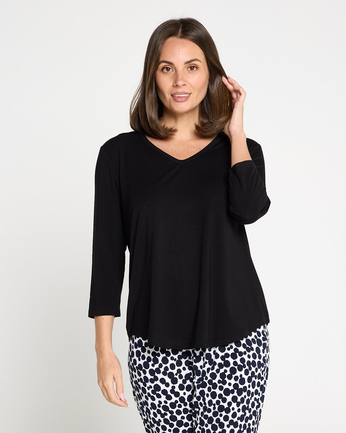 Alpine Bamboo 3/4 Sleeve Top - Black