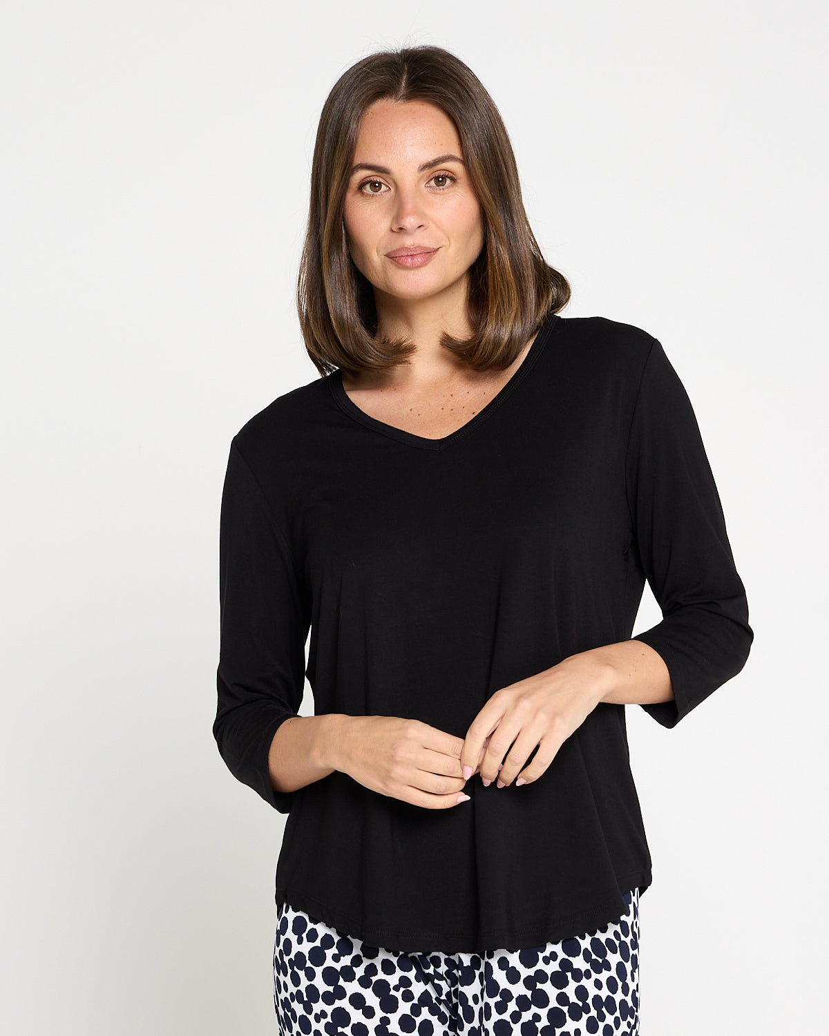 Alpine Bamboo 3/4 Sleeve Top - Black
