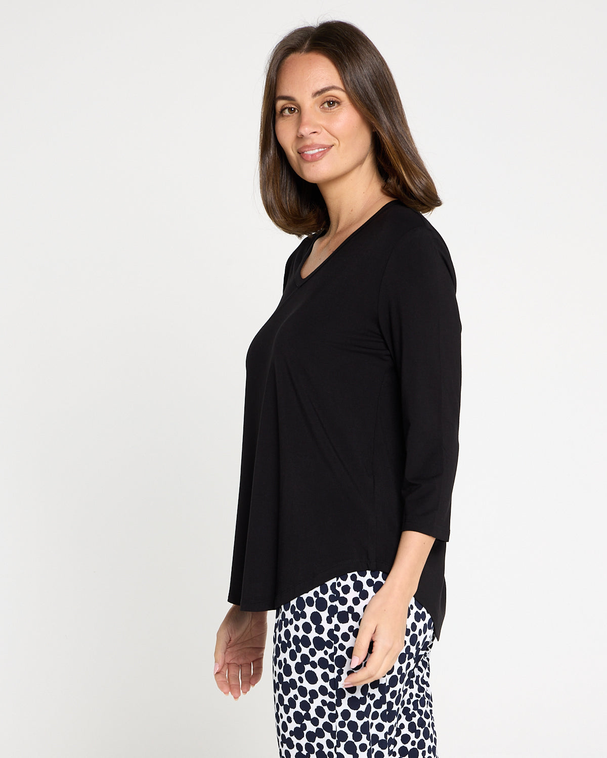Alpine Bamboo 3/4 Sleeve Top - Black