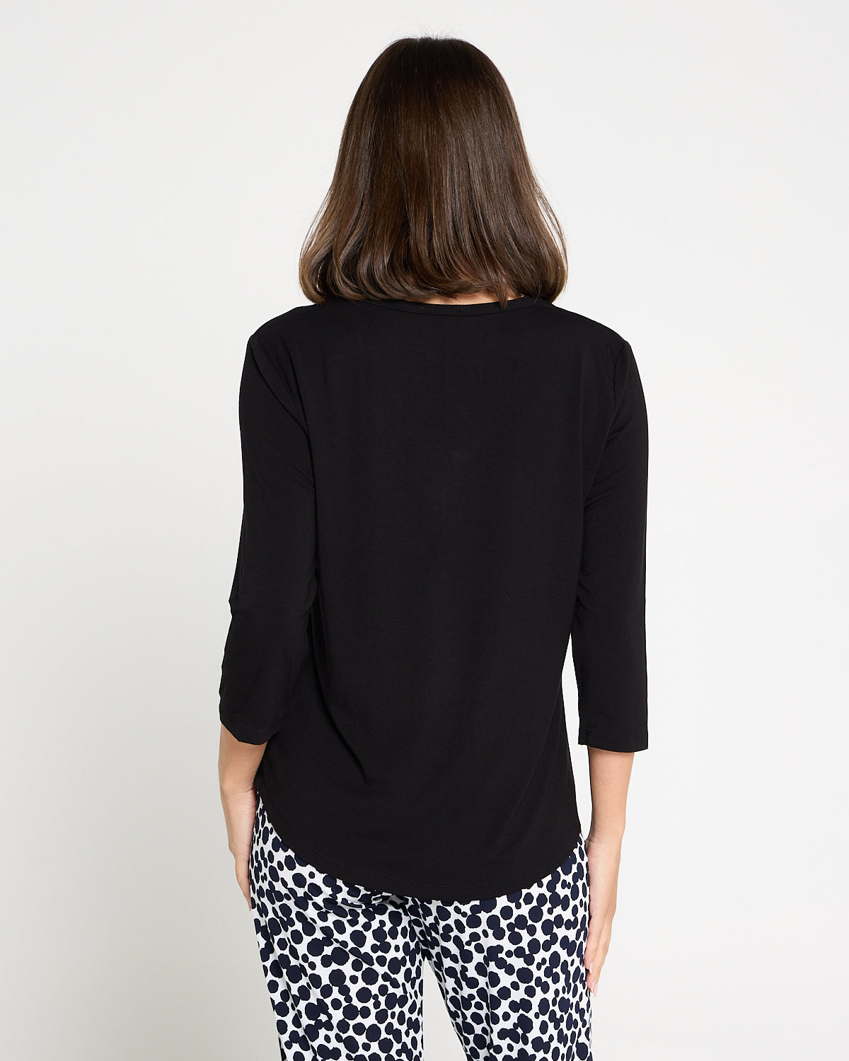 Alpine Bamboo 3/4 Sleeve Top - Black