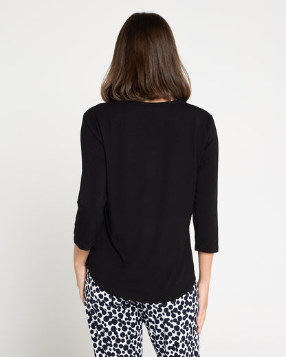 Alpine Bamboo 3/4 Sleeve Top - Black