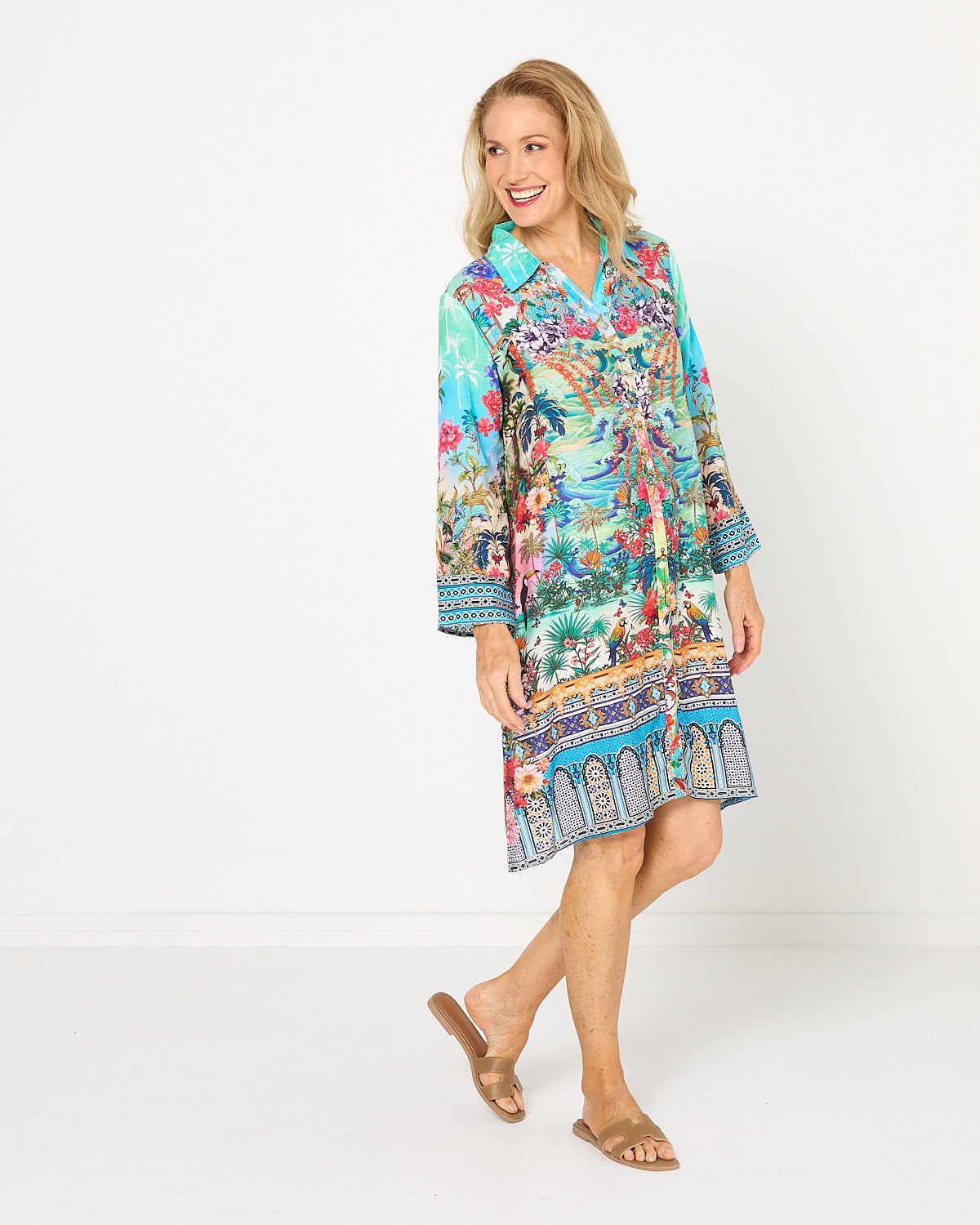 Claudia Shirt Dress - Turquoise Oasis