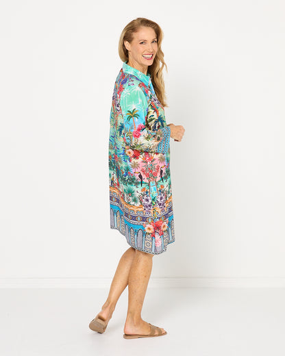 Claudia Shirt Dress - Turquoise Oasis