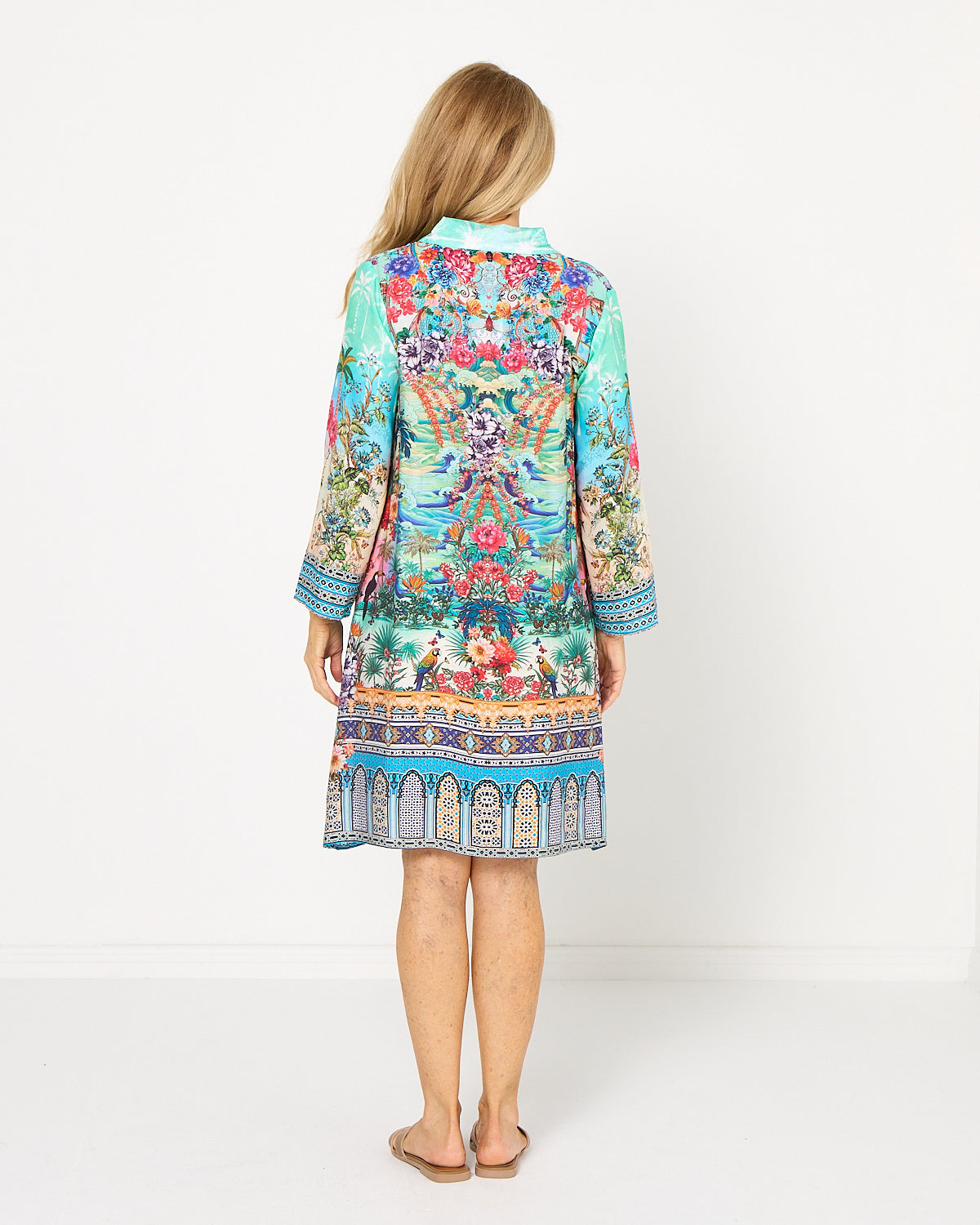 Claudia Shirt Dress - Turquoise Oasis