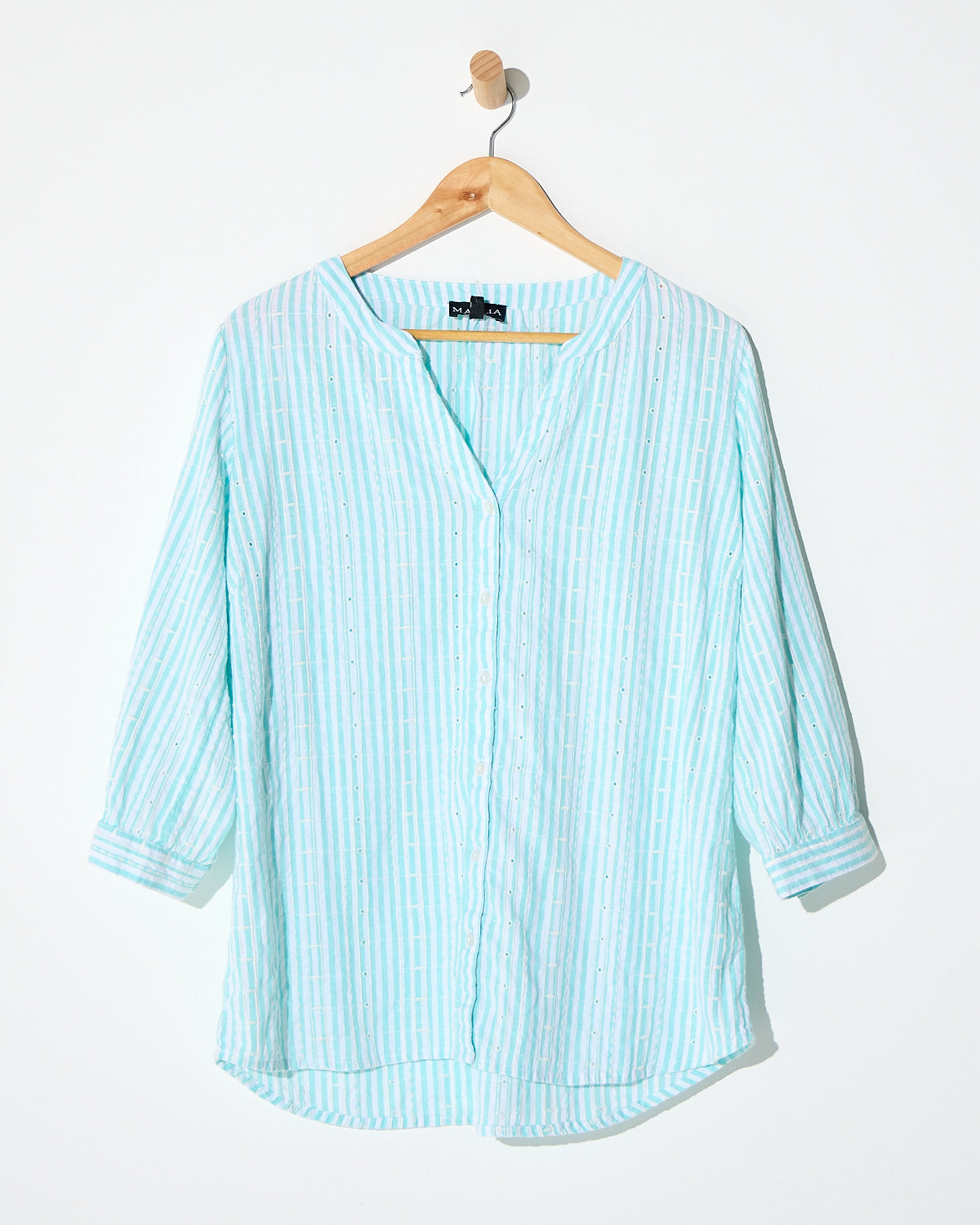 Amelia Shirt - Aqua Stripe