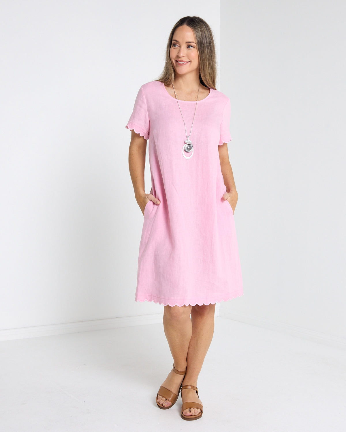 Lux Amalfi Linen Dress - Pink
