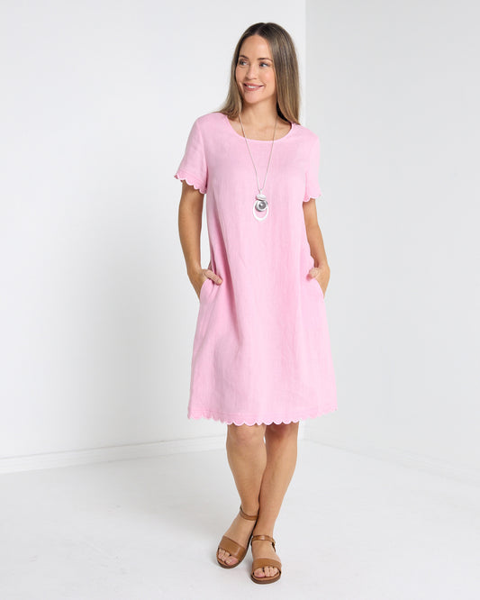 Lux Amalfi Linen Dress - Pink