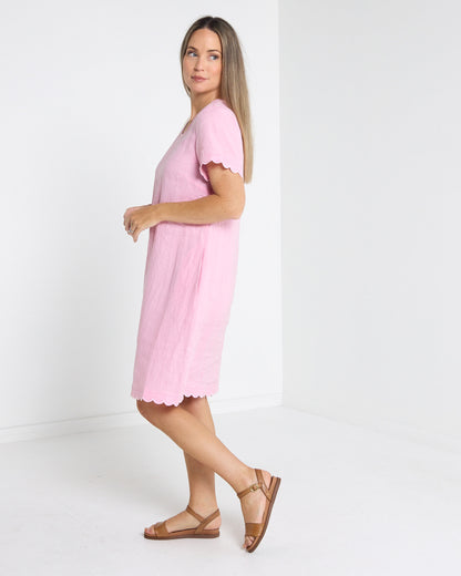 Lux Amalfi Linen Dress - Pink