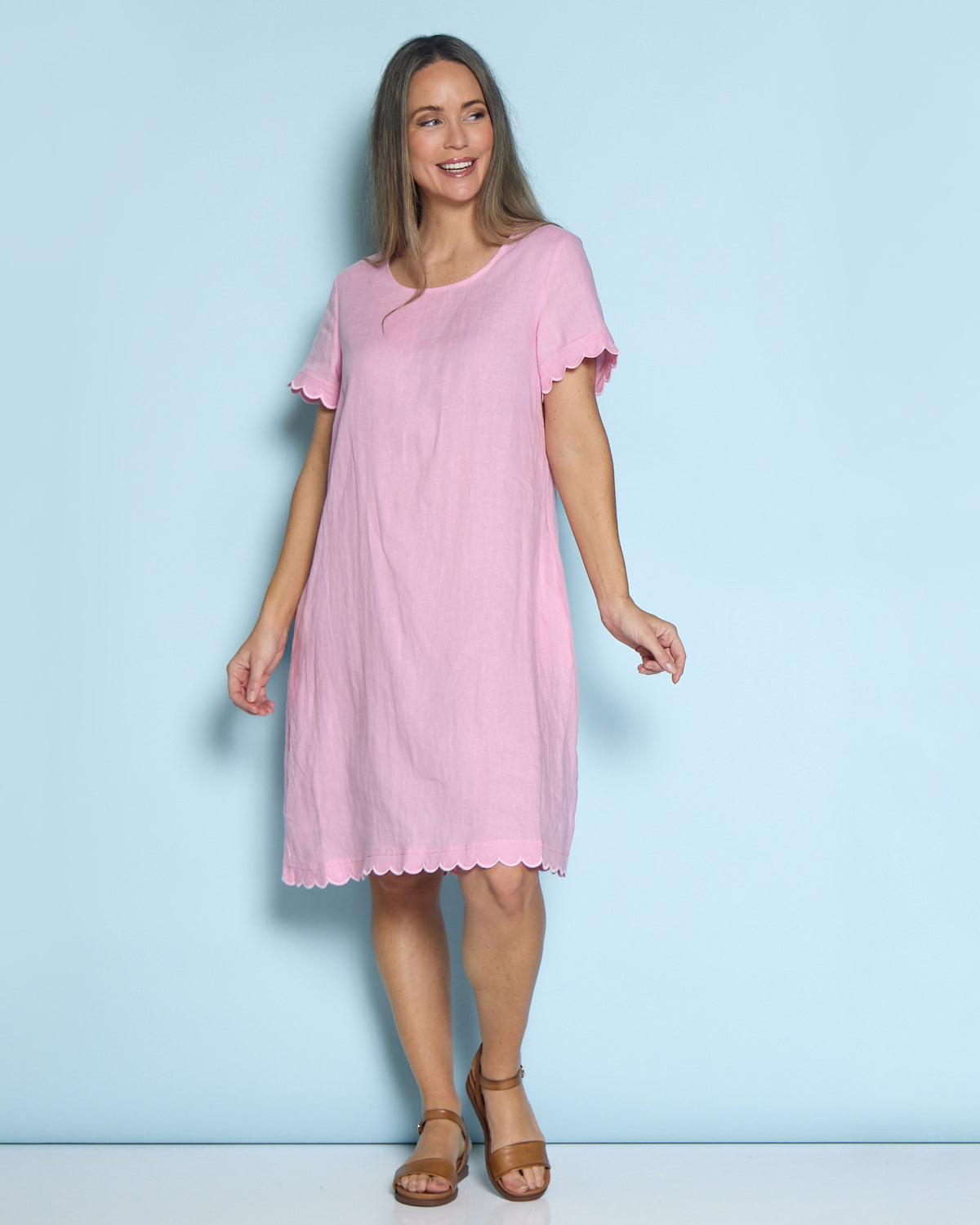 Lux Amalfi Linen Dress - Pink