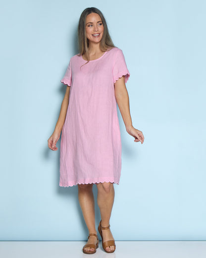Lux Amalfi Linen Dress - Pink