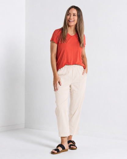 Breeze Light Cuffed Capri Pants - Stone