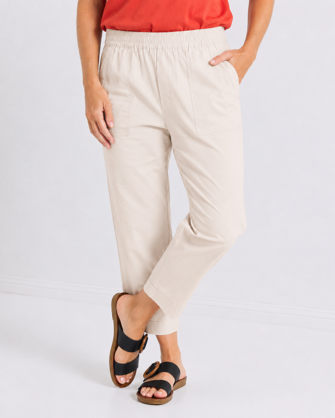 Breeze Light Cuffed Capri Pants - Stone