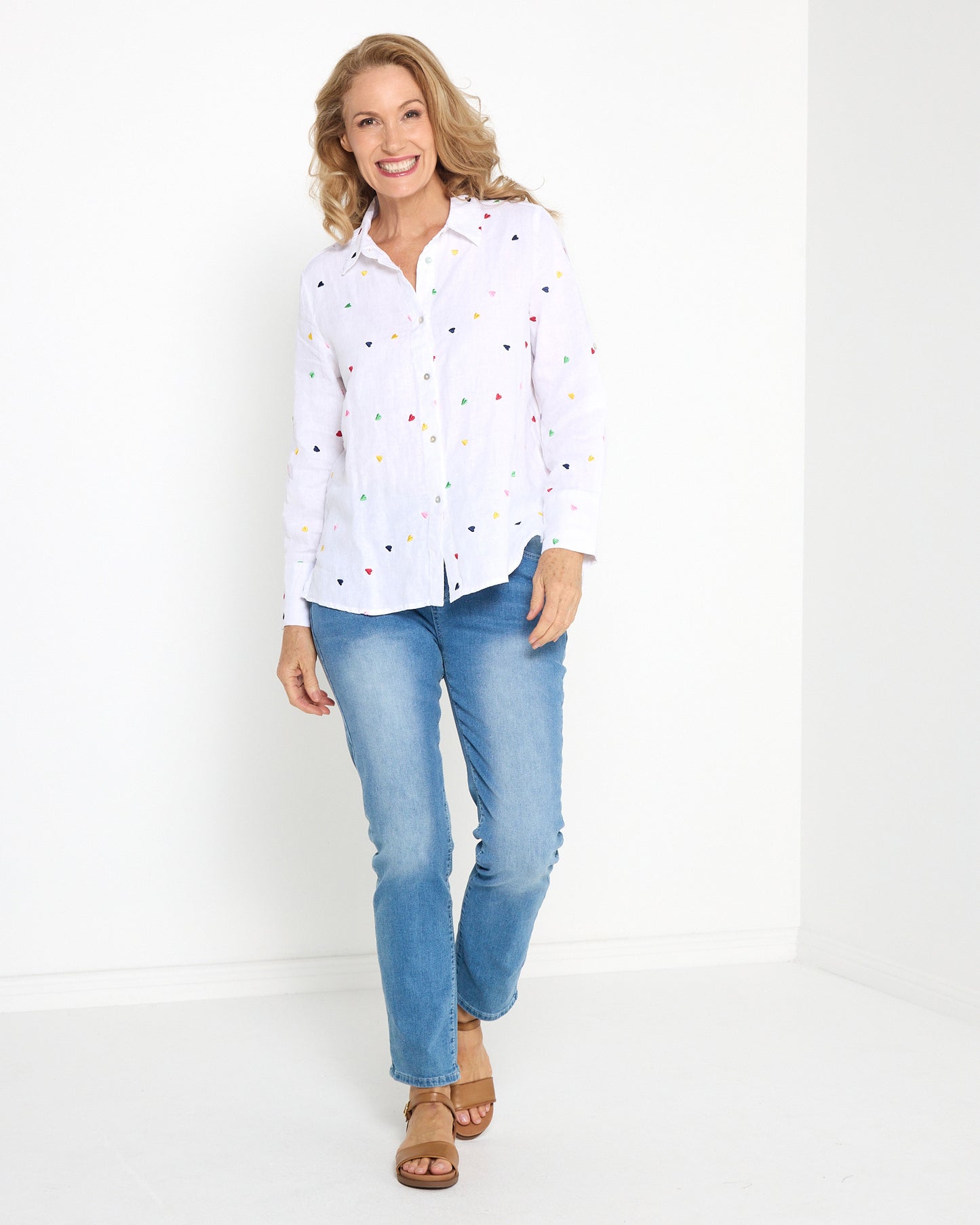 Roberta Heart Linen Shirt - White
