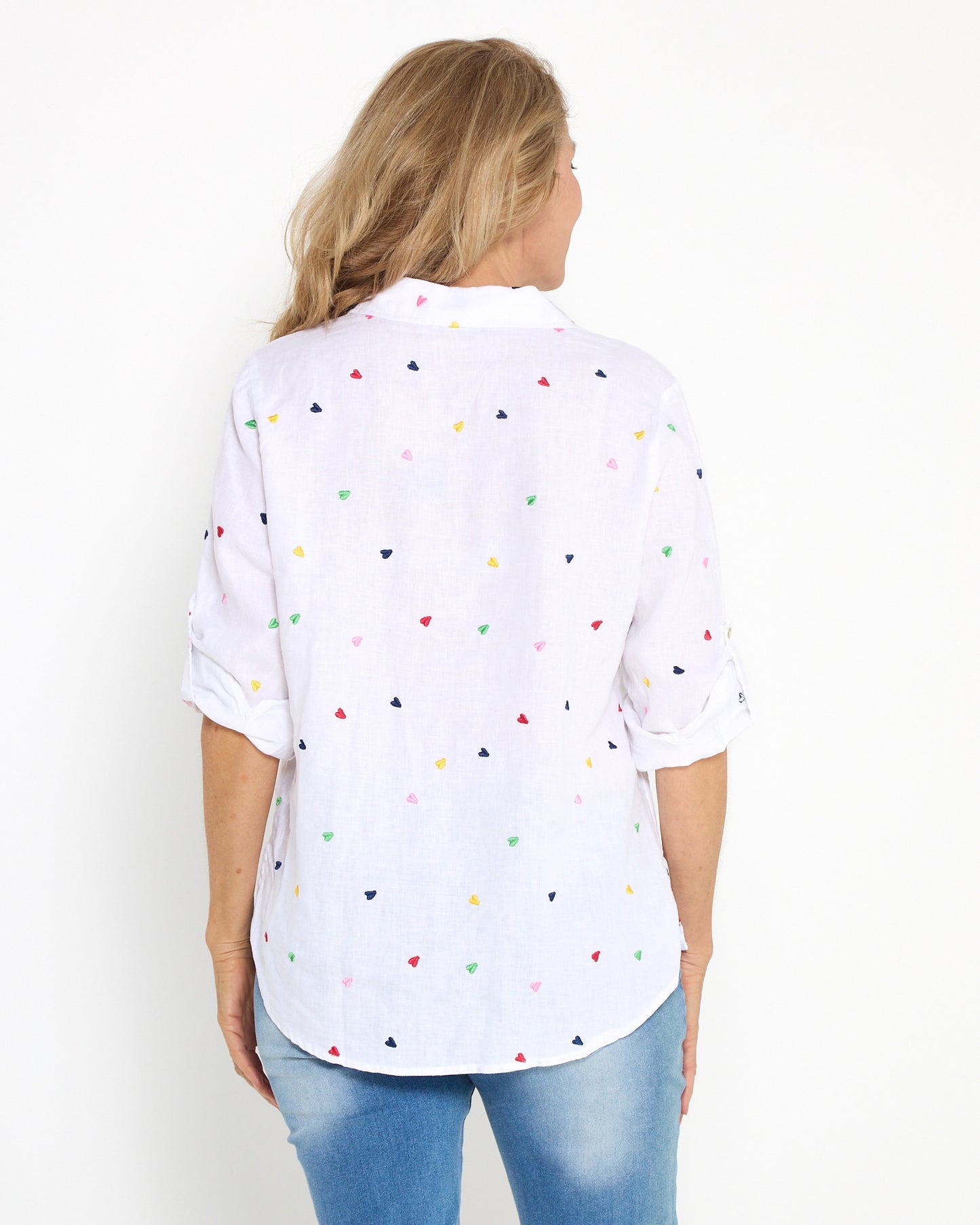 Roberta Heart Linen Shirt - White