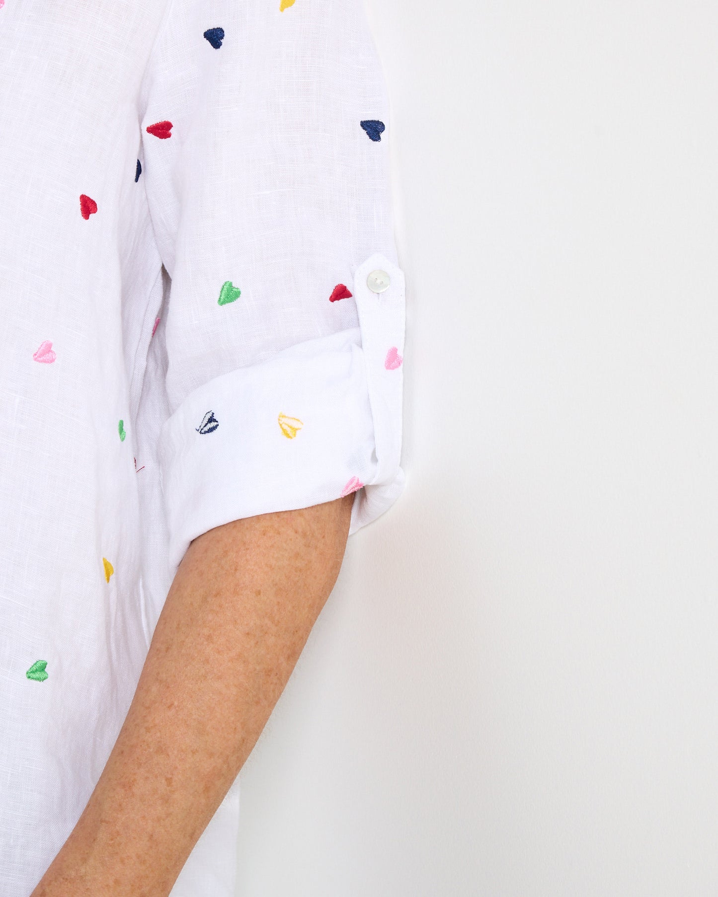Roberta Heart Linen Shirt - White