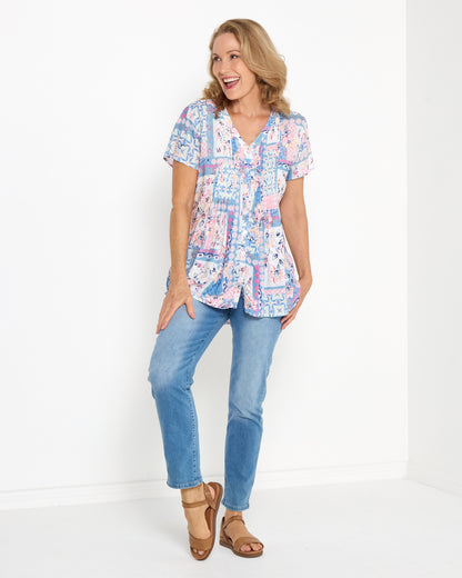 Klara Pintuck Top - Pastel Patchwork
