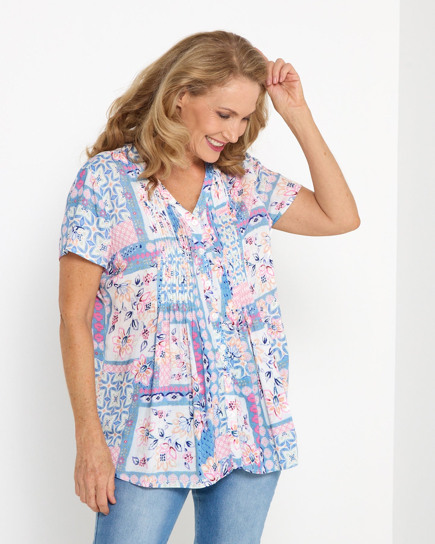 Klara Pintuck Top - Pastel Patchwork