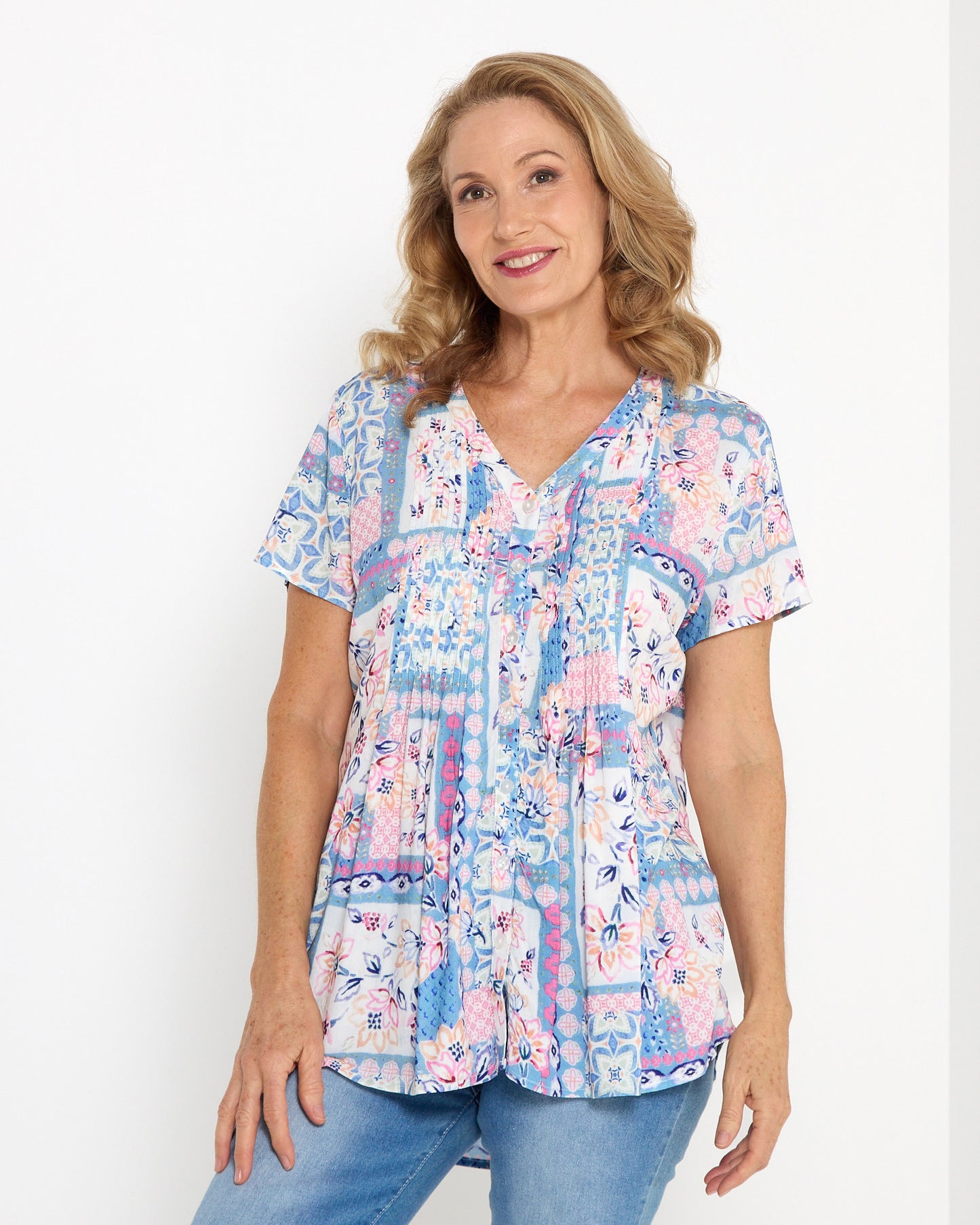 Klara Pintuck Top - Pastel Patchwork