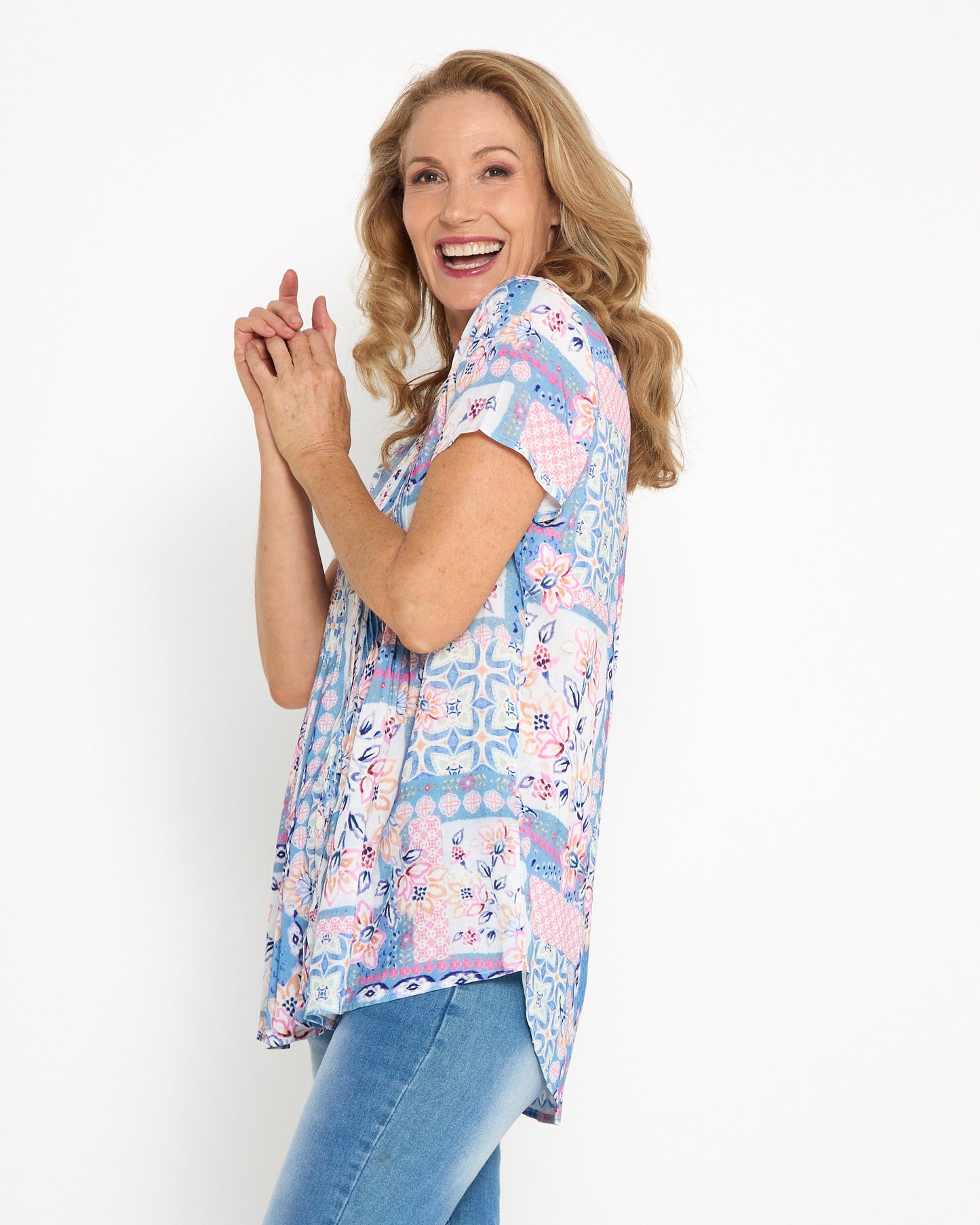 Klara Pintuck Top - Pastel Patchwork