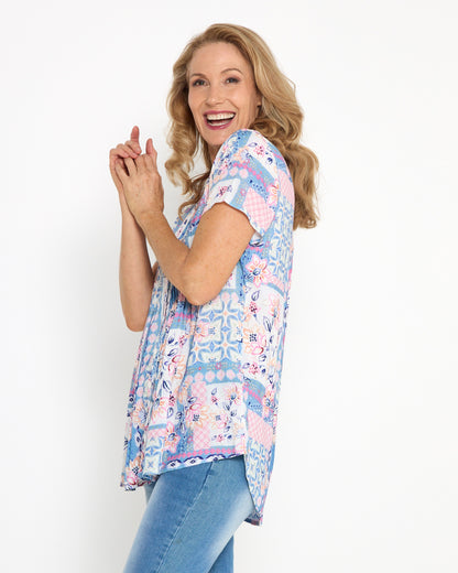 Klara Pintuck Top - Pastel Patchwork