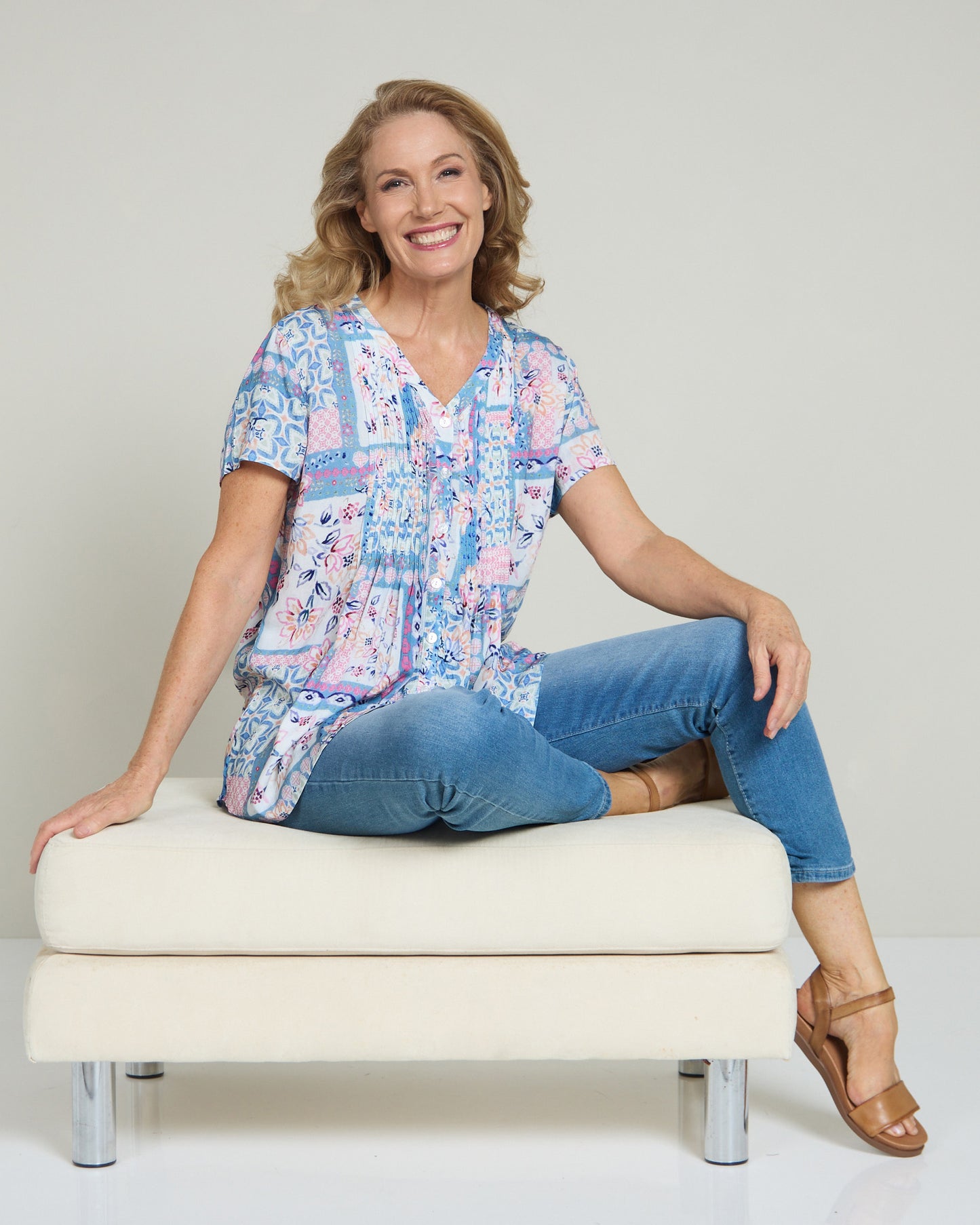 Klara Pintuck Top - Pastel Patchwork
