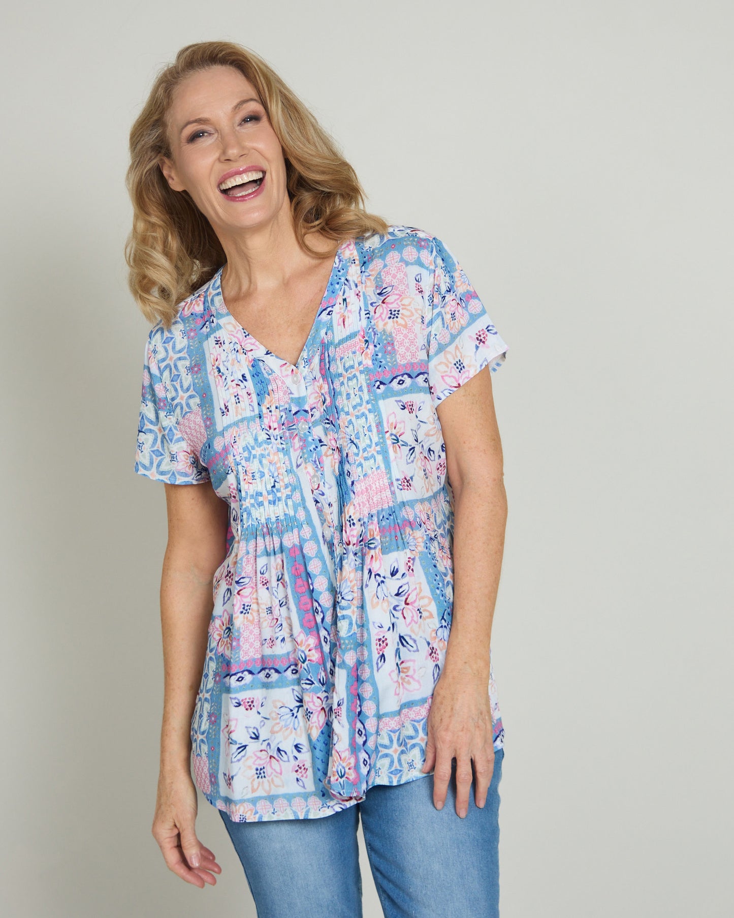 Klara Pintuck Top - Pastel Patchwork