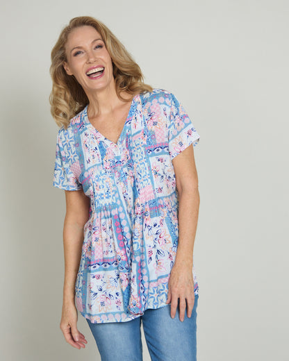 Klara Pintuck Top - Pastel Patchwork