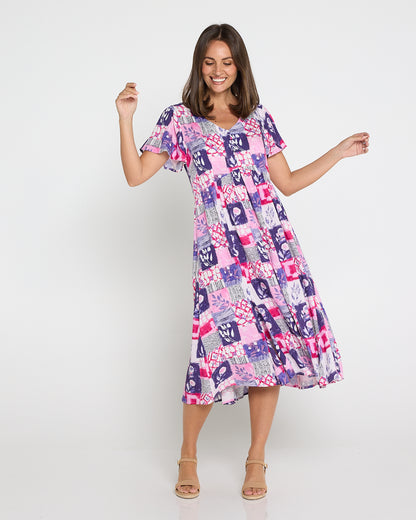 Brighton Dress - Amethyst Patchwork