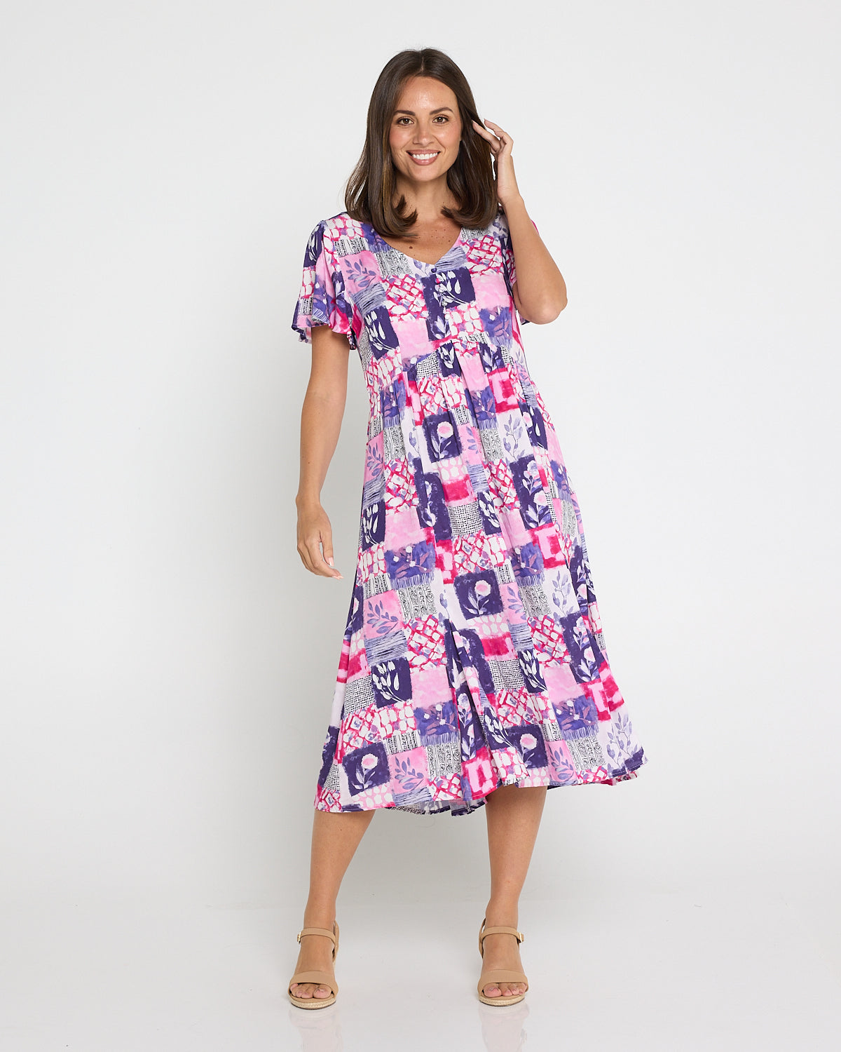 Brighton Dress - Amethyst Patchwork