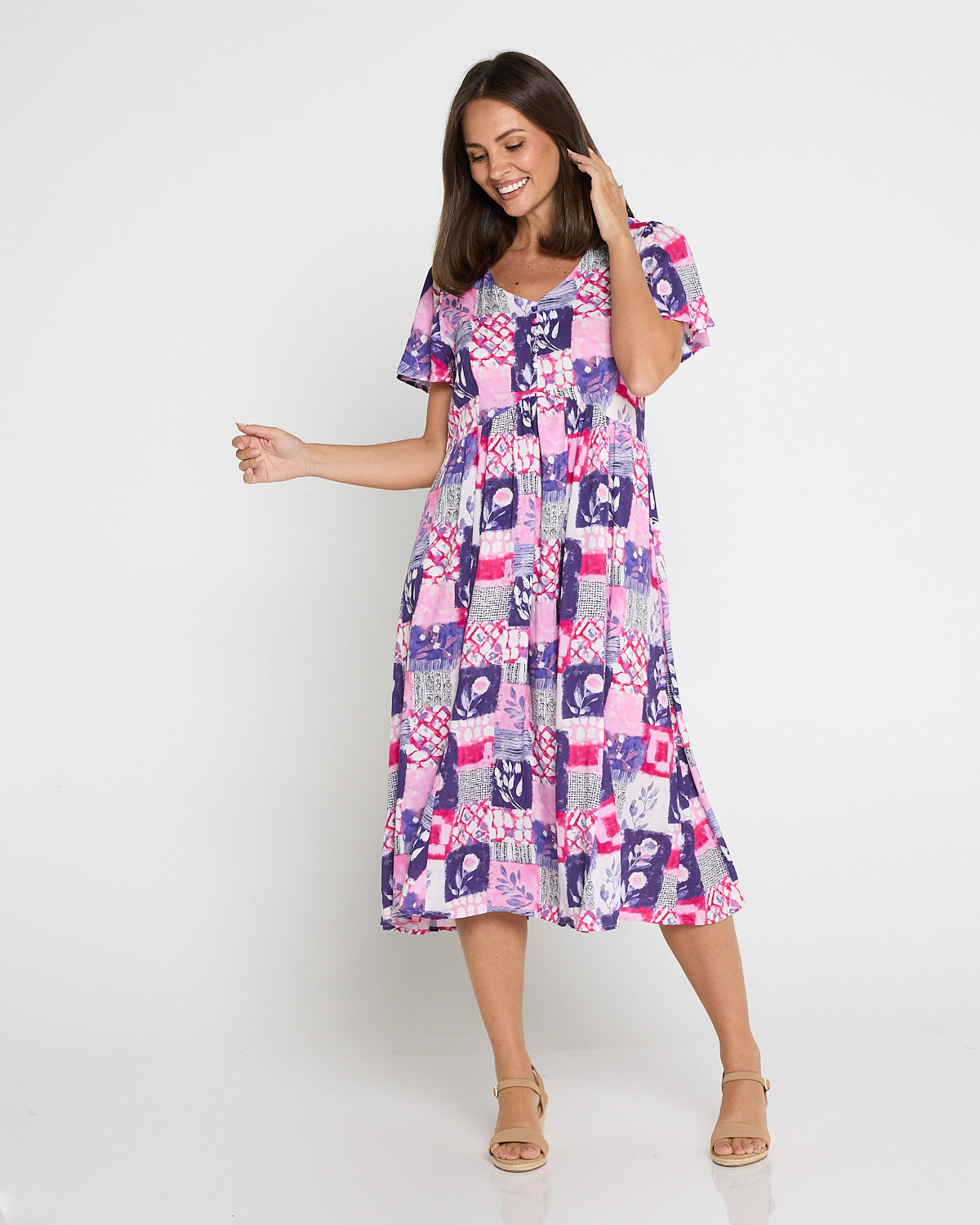 Brighton Dress - Amethyst Patchwork