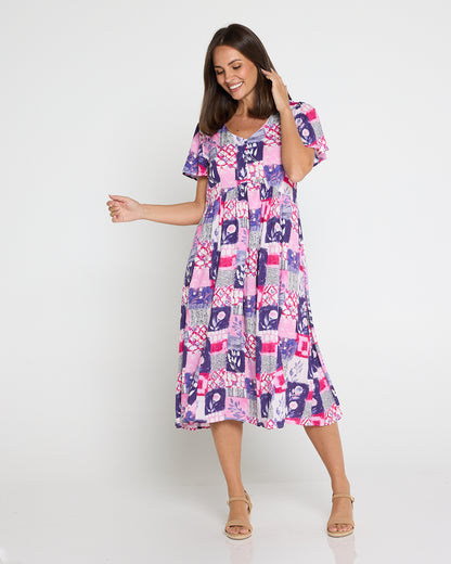 Brighton Dress - Amethyst Patchwork