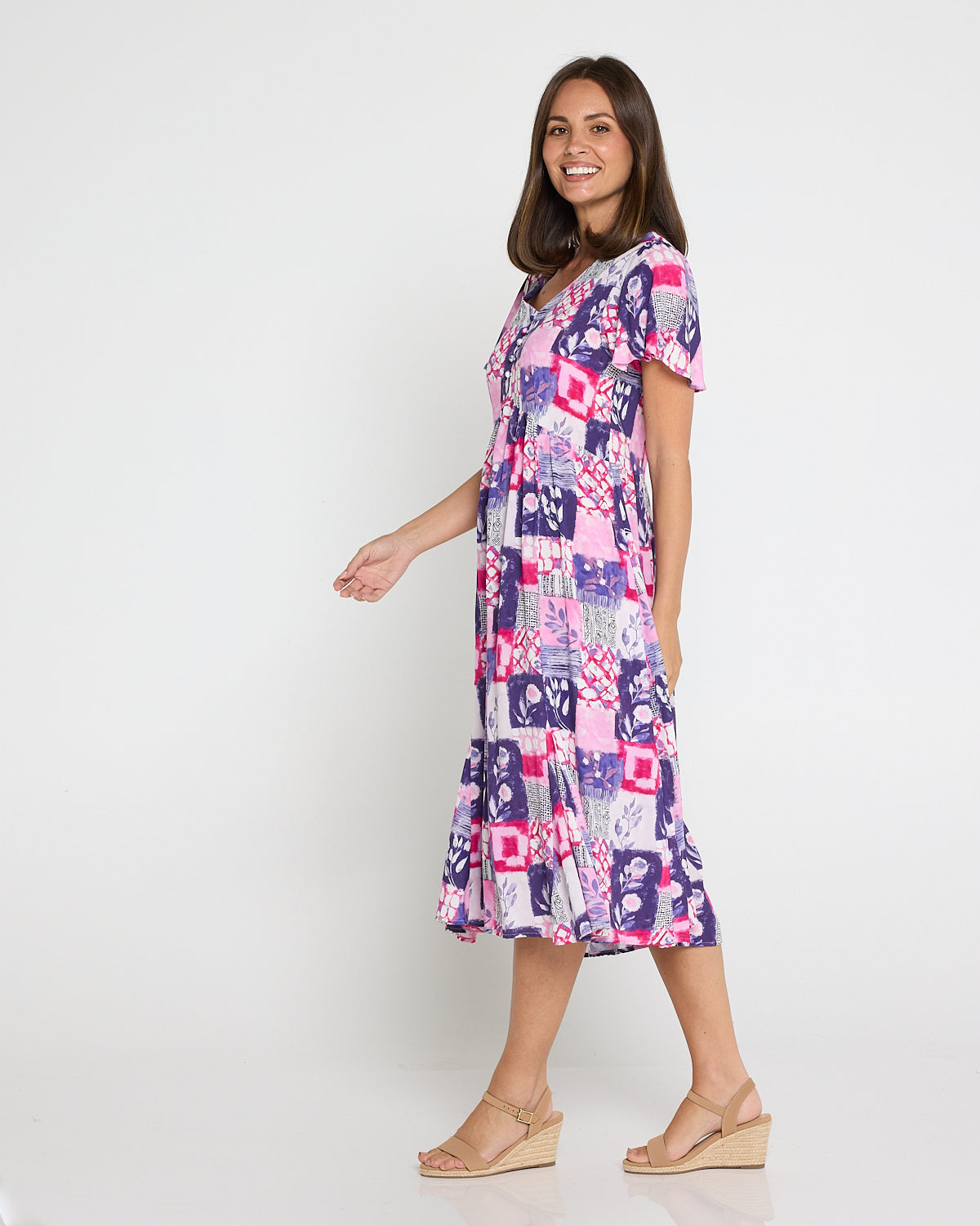 Brighton Dress - Amethyst Patchwork