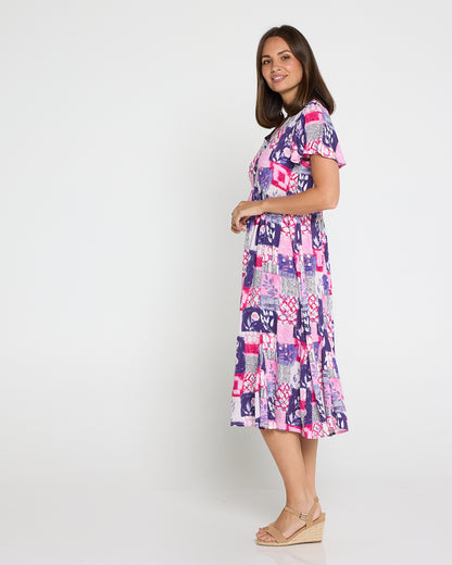 Brighton Dress - Amethyst Patchwork