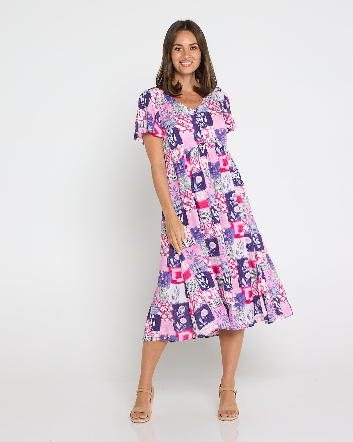 Brighton Dress - Amethyst Patchwork