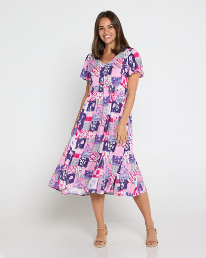Brighton Dress - Amethyst Patchwork