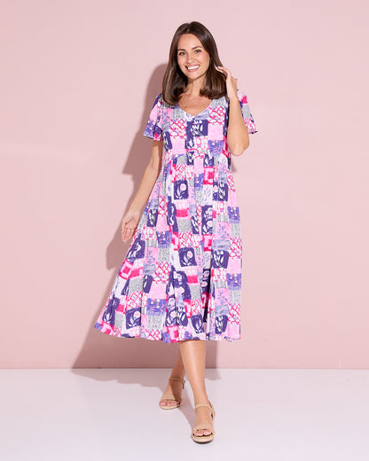 Brighton Dress - Amethyst Patchwork