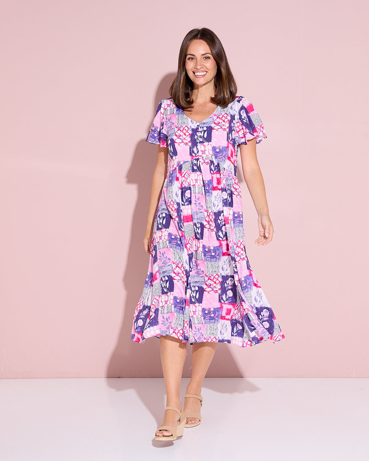 Brighton Dress - Amethyst Patchwork