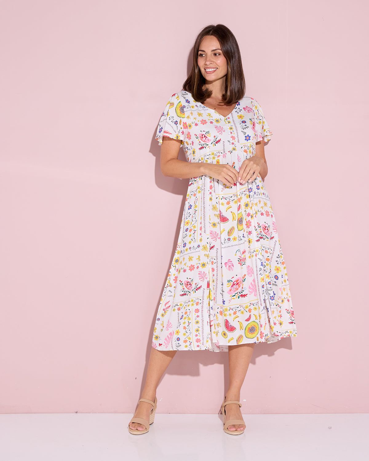Brighton Dress - Tropical Fruit Picnic