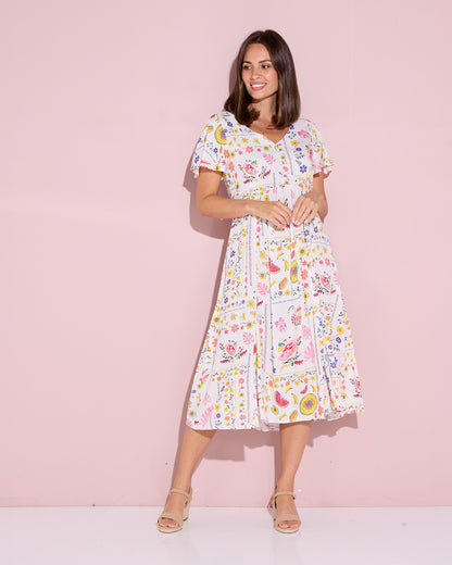 Brighton Dress - Tropical Fruit Picnic