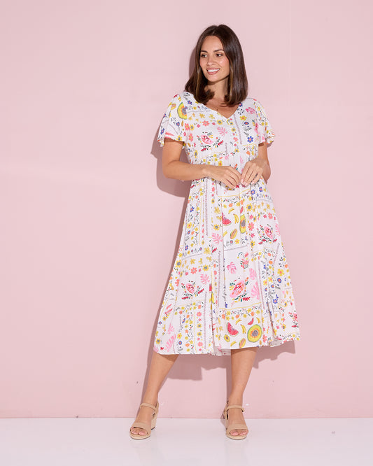 Brighton Dress - Tropical Fruit Picnic