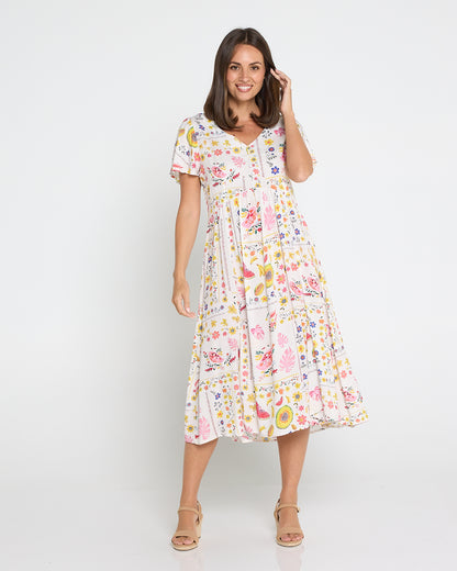Brighton Dress - Tropical Fruit Picnic