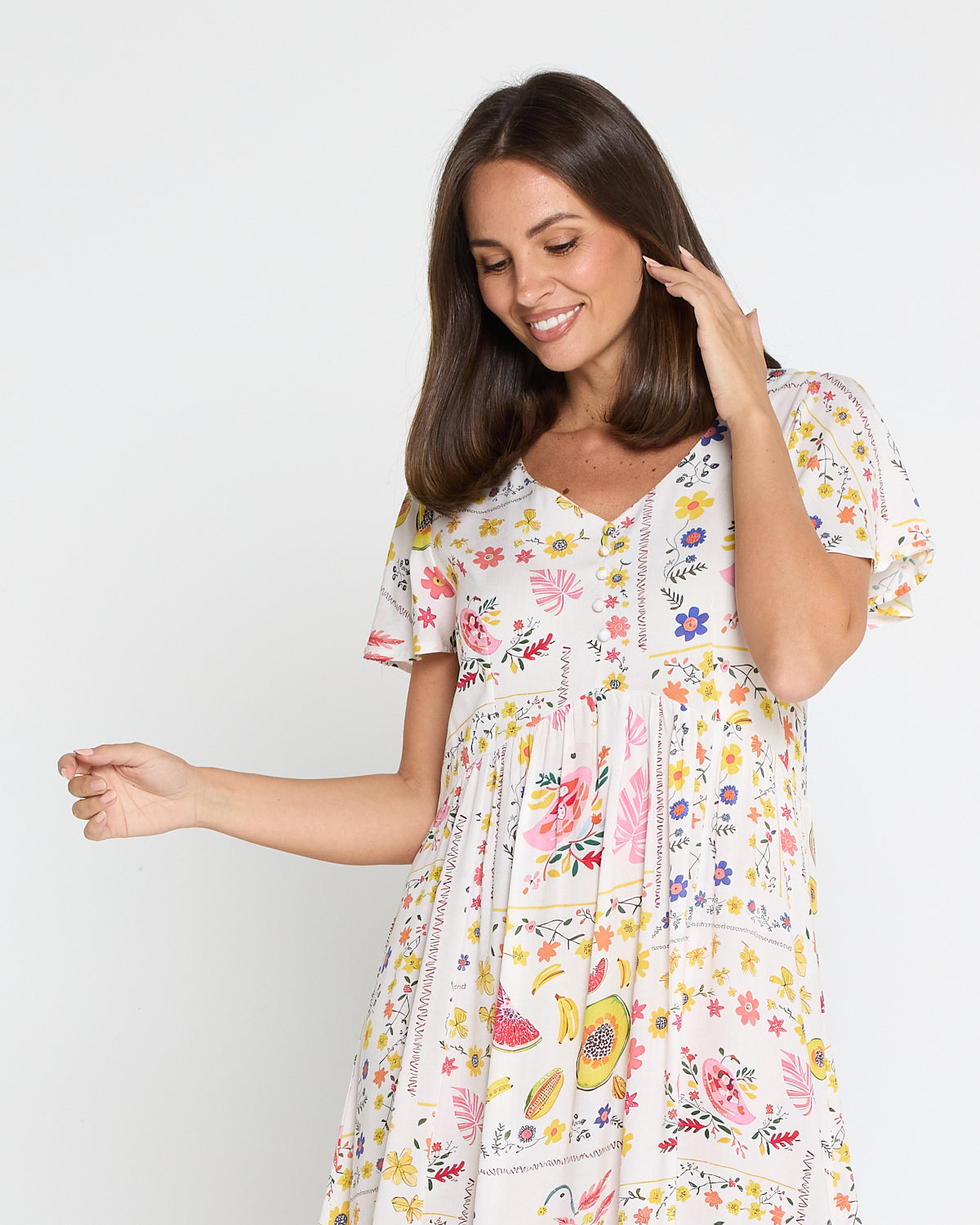 Brighton Dress - Tropical Fruit Picnic