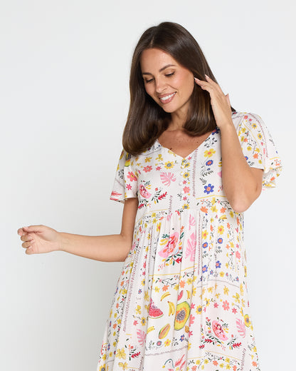 Brighton Dress - Tropical Fruit Picnic
