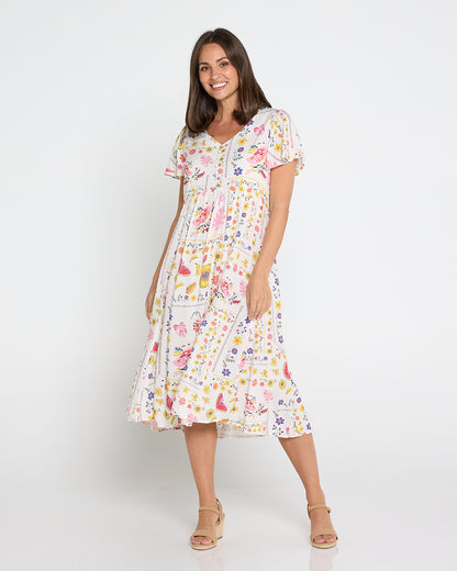 Brighton Dress - Tropical Fruit Picnic