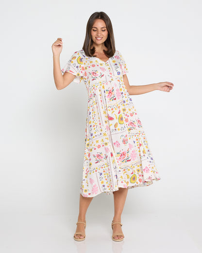 Brighton Dress - Tropical Fruit Picnic