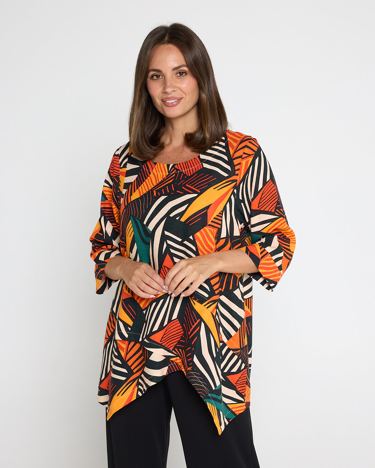 Esther Linen Top - Safari Sunset