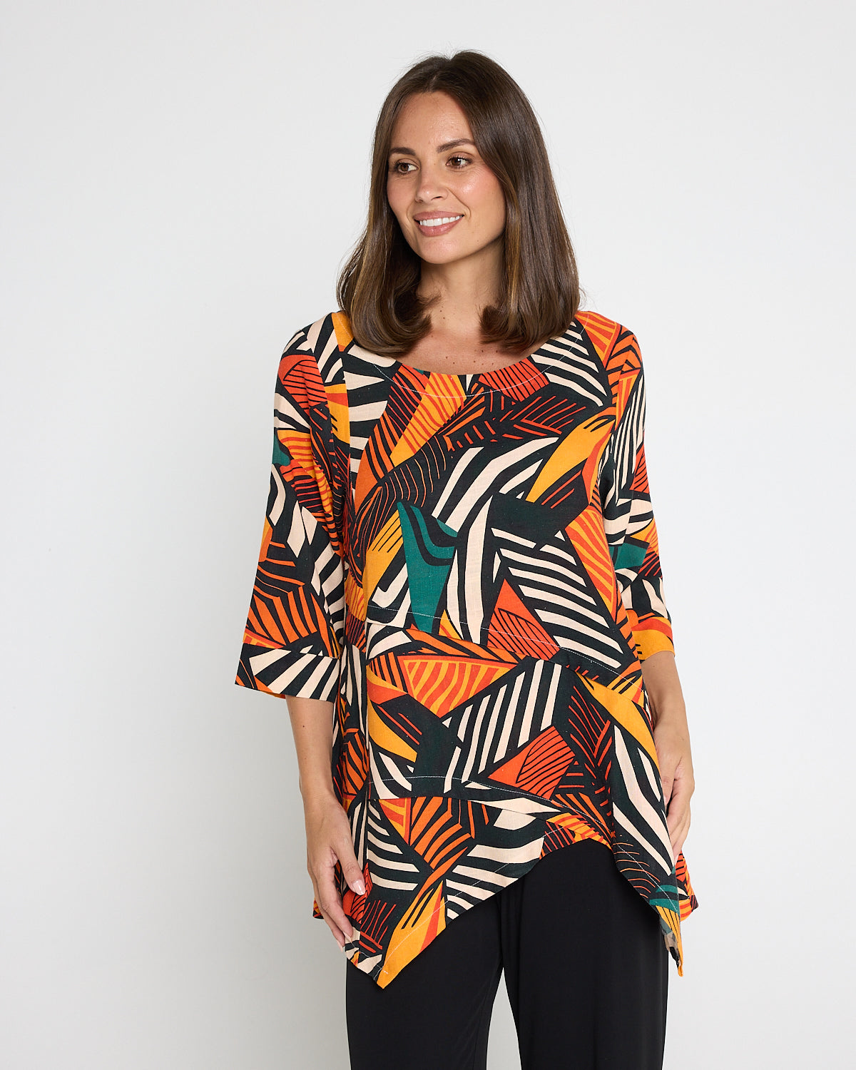 Esther Linen Top - Safari Sunset